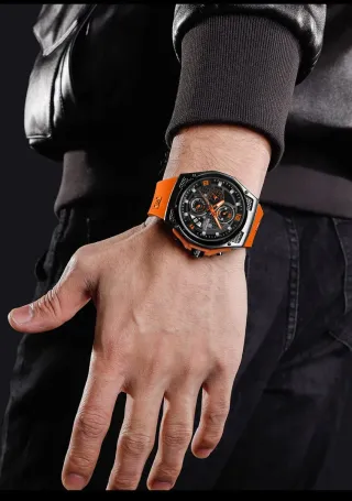 Reloj Naviforce Negro Naranja Cronógrafo
