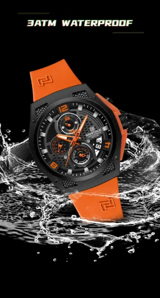 Reloj Naviforce Negro Naranja Cronógrafo