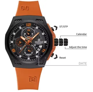 Reloj Naviforce Negro Naranja Cronógrafo