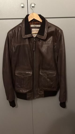 Chaqueta de cuero marrón Redskins