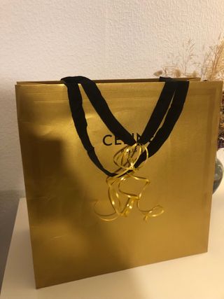 Bolsa de regalo grande Celine Paris dorada