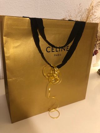 Bolsa de regalo grande Celine Paris dorada