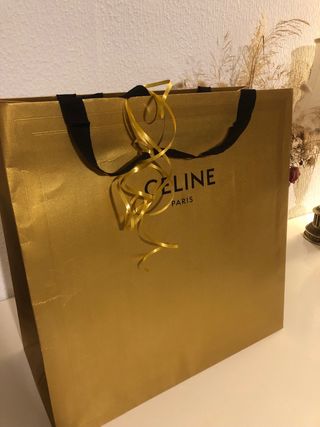 Bolsa de regalo grande Celine Paris dorada