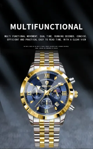 Reloj BINBOND Hombre Oro y Plata