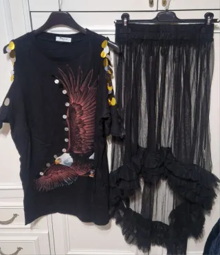 Completo donna nero con aquila