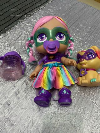 súper cute little con perro con accesorios