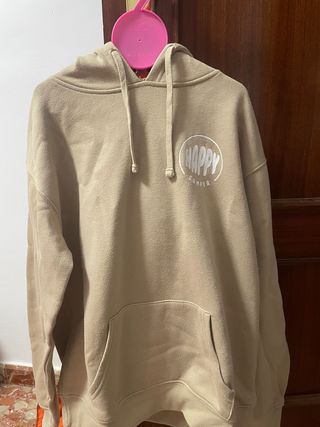 Sudadera beige con estampado Happy Camper