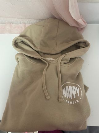 Sudadera beige con estampado Happy Camper