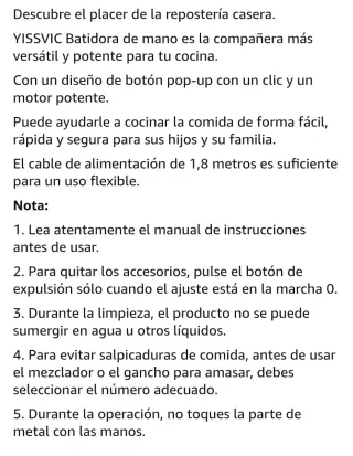 Batidora YISSVIC Amasadora Repostería