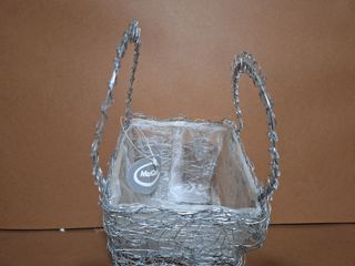 Coppia Cestini Metallo Argento