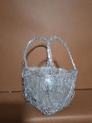 Coppia Cestini Metallo Argento