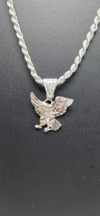 Collar y colgante de águila plateado