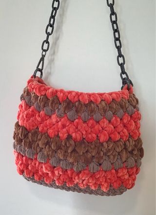 Tracollina uncinetto ciniglia marrone arancio