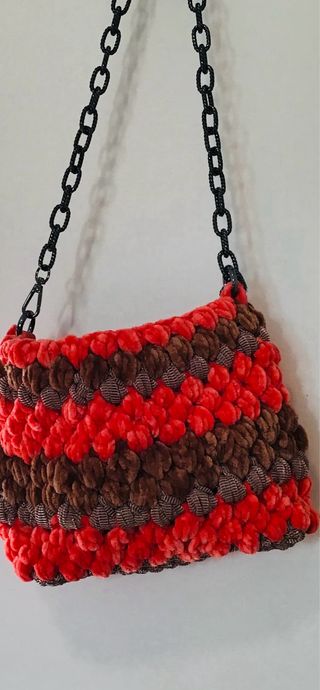 Tracollina uncinetto ciniglia marrone arancio