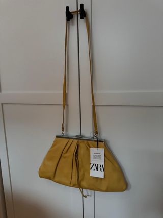 Bolso Zara Piel bicolor Amarillo y beige
