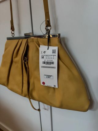 Bolso Zara Piel bicolor Amarillo y beige