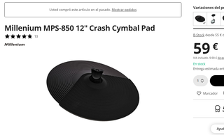 Pad de CRASH 12" Millenium doble zona NUEVO