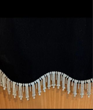 Top Zara Negro con Flecos de Strass