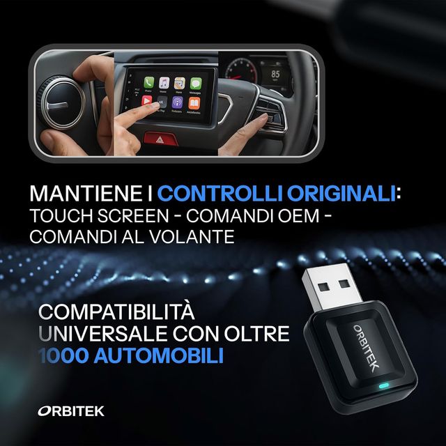 Adattatore Wireless CarPlay Android Auto USB
