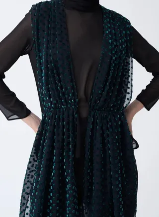 Top Coosy Negro Lunares Terciopelo Verde