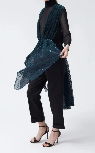 Top Coosy Negro Lunares Terciopelo Verde