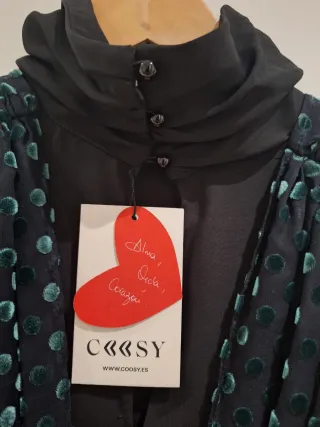Top Coosy Negro Lunares Terciopelo Verde