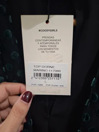 Top Coosy Negro Lunares Terciopelo Verde