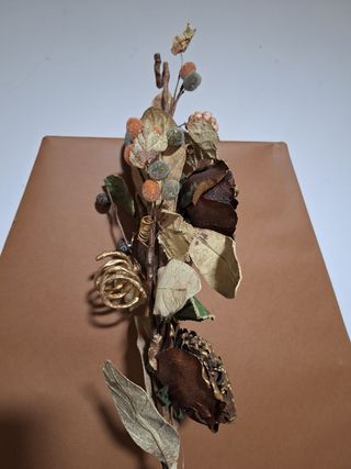Ramo decorativo fiori finti oro e marrone