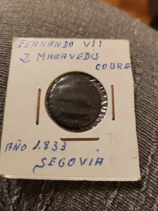 Moneda Fernando VII 2 Maravedis Cobre 1833 Segovia