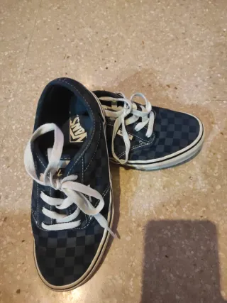 Vans Talla 34 Checkerboard Azul/Gris.