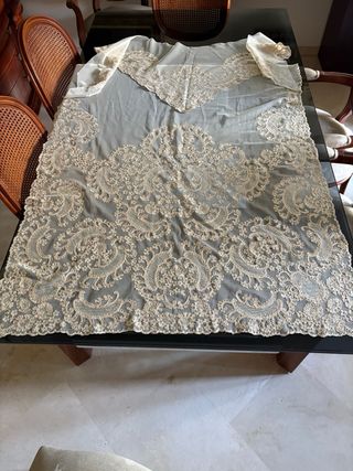 Tela traje fallera beige y marrón