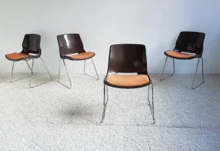 4 sillas apilables Svante Schöblom. Vintage 70s.