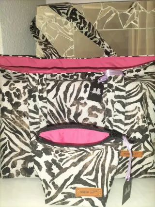 Conjunto bolso y neceser Mi&Lu estampado animal