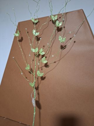 Ramo decorativo glitter foglie verdi oppure dorate