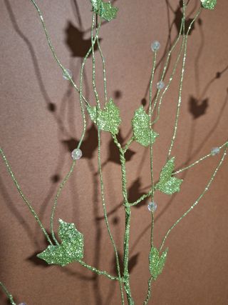 Ramo decorativo glitter foglie verdi oppure dorate