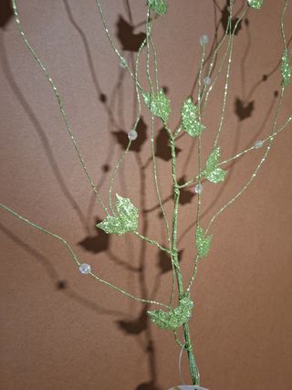 Ramo decorativo glitter foglie verdi oppure dorate