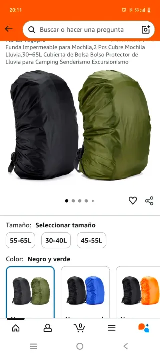 Una Cubre Mochilas Impermeables 30-65L