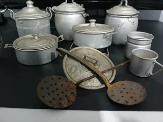 Juego Cocina Miniatura Vintage Aluminio