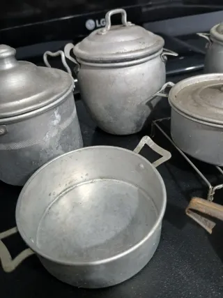 Juego Cocina Miniatura Vintage Aluminio