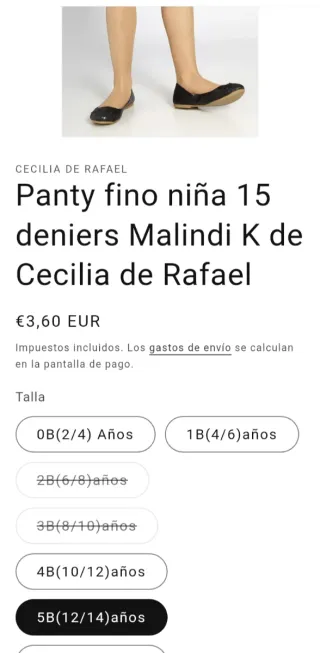 T.12-14a Panty transparente niña