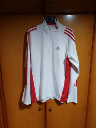 Camiseta Adidas Manga Larga Climacool Blanca Roja