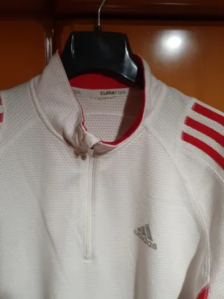 Camiseta Adidas Manga Larga Climacool Blanca Roja