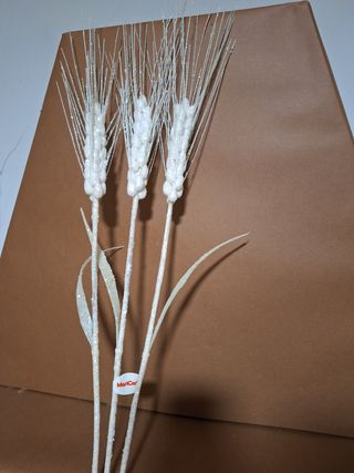 Ramo Spighe Grano Glitter Bianco Argento