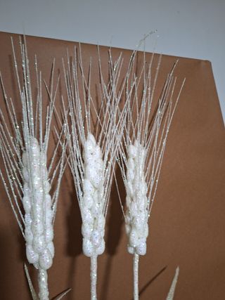 Ramo Spighe Grano Glitter Bianco Argento