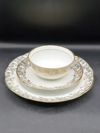 Trío de taza de té o café largo porcelana francesa