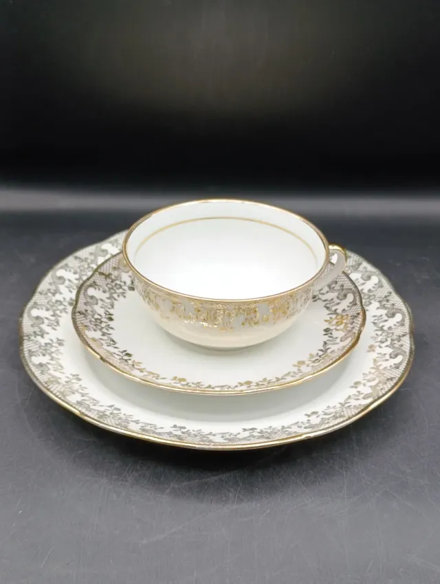 Trío de taza de té o café largo porcelana francesa