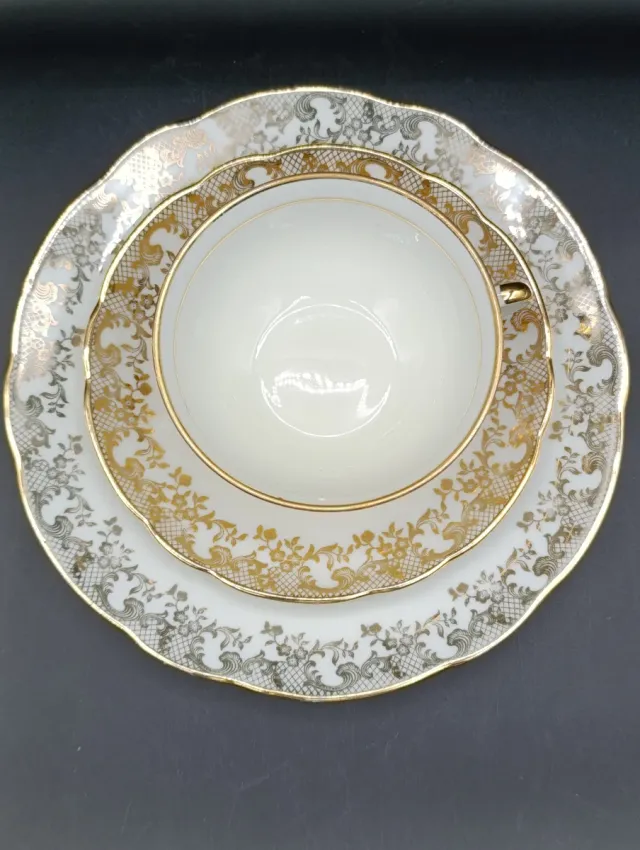 Trío de taza de té o café largo porcelana francesa