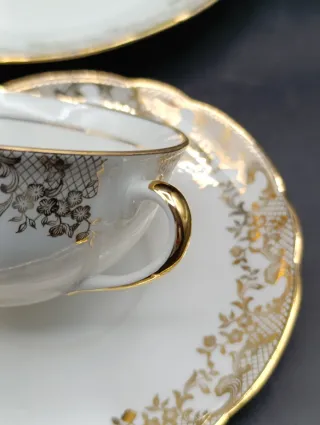 Trío de taza de té o café largo porcelana francesa