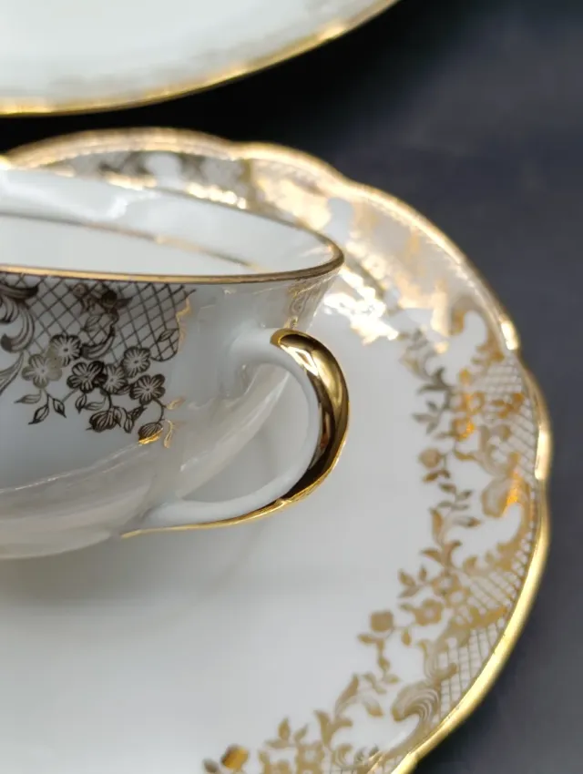 Trío de taza de té o café largo porcelana francesa