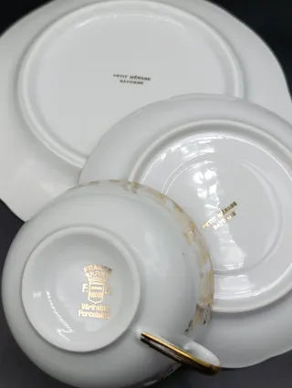 Trío de taza de té o café largo porcelana francesa